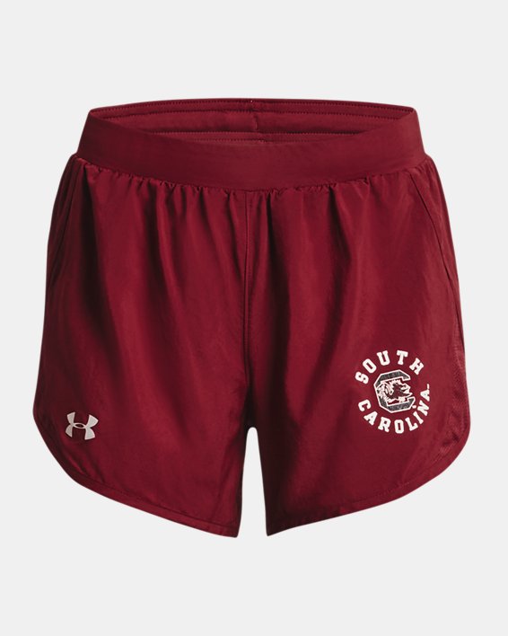 Women's UA Fly-By 2.0 Collegiate Sideline Shorts, Red, pdpMainDesktop image number 2